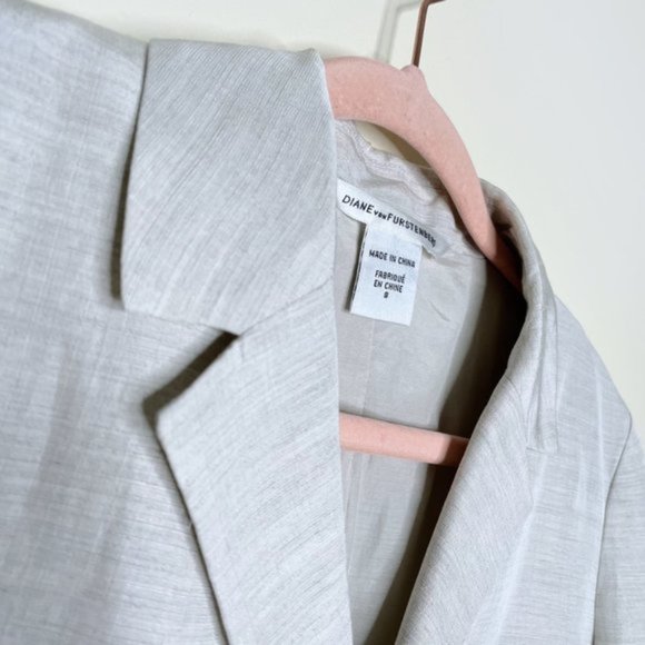 ⚡️SOLD⚡️ dvf diane von furstenberg grey linen-blend school boy blazer - size 8 - Picture 2 of 9